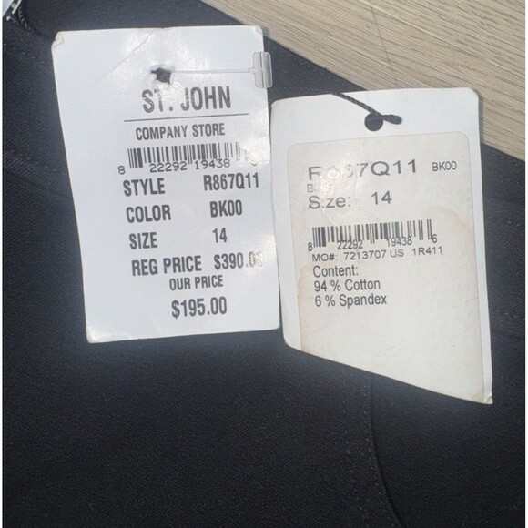 St. John Sport Women's Black Cotton Blend Pants Jeans Stretch Size 14 USA - Picture 3 of 7